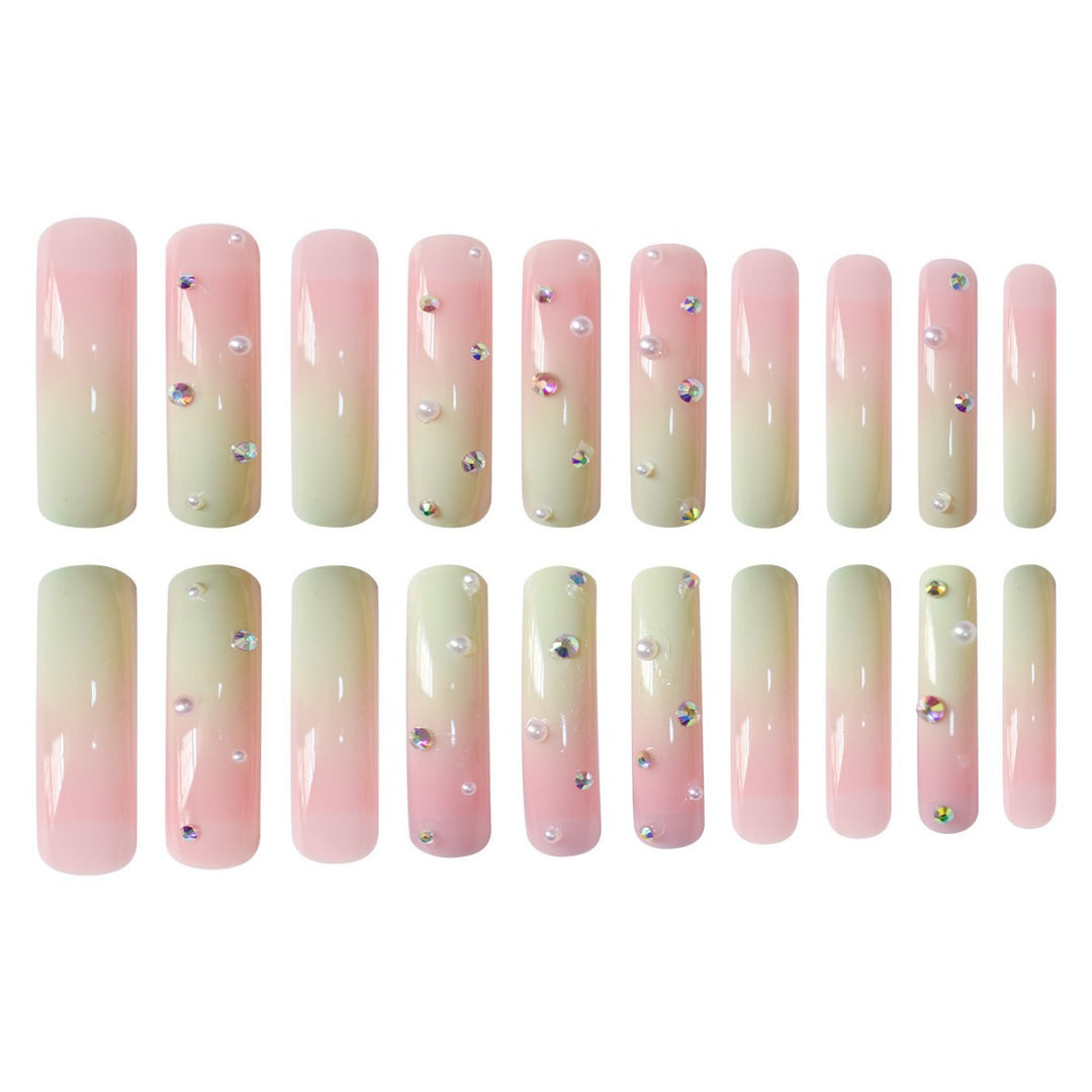 Decorative Long Press-On Nails with Gem Accents Stornfield