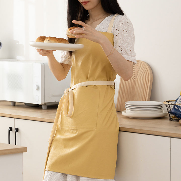 Adjustable cotton cooking apron with cross straps and large front pocket Stornfield