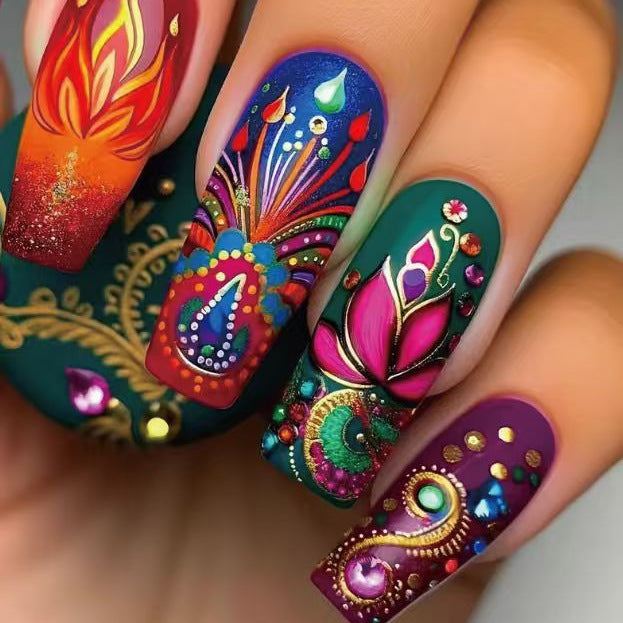 Artistic Floral Nail Art Enhancements Stornfield