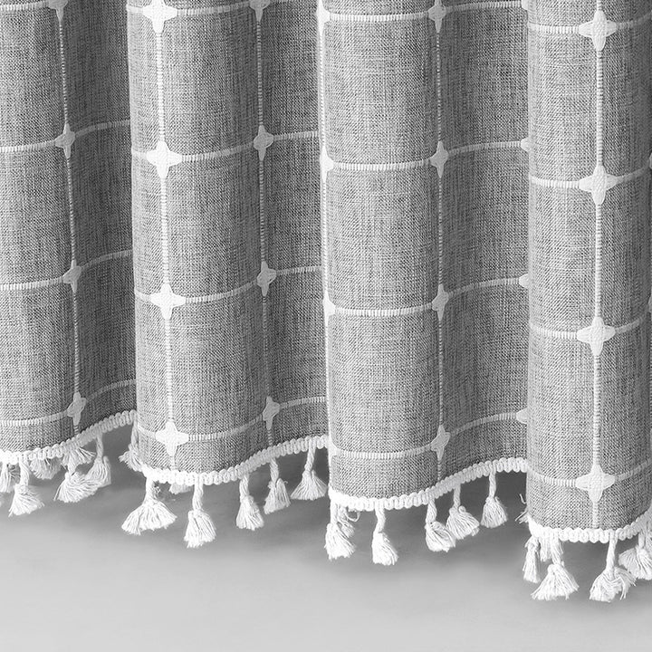 Textured Grid Design Window Curtain Stornfield