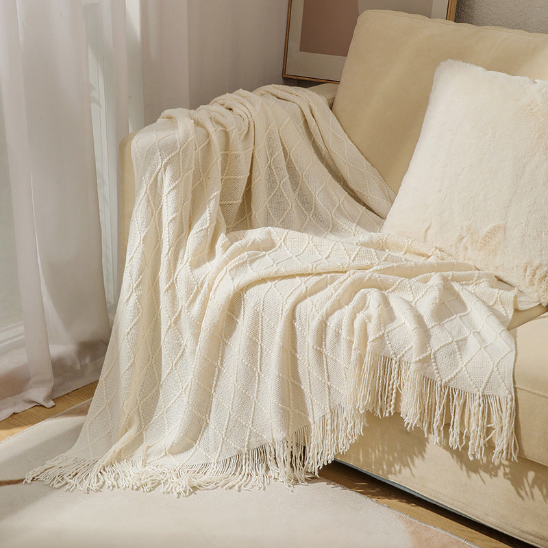 Cozy Textured Knitted Throw Blanket