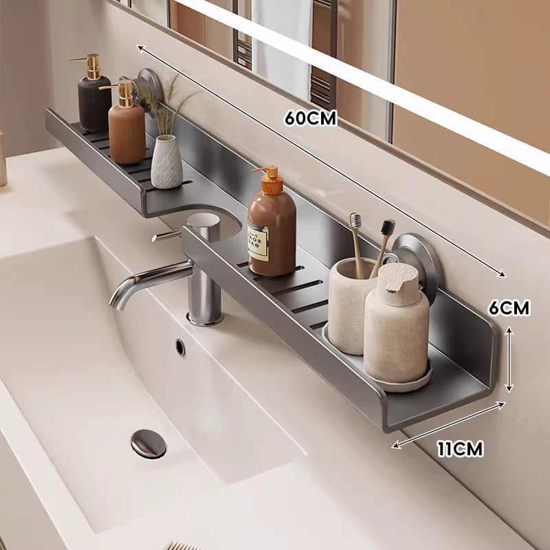 Slim Ventilated Suction-Mounted Bathroom Vanity Shelf