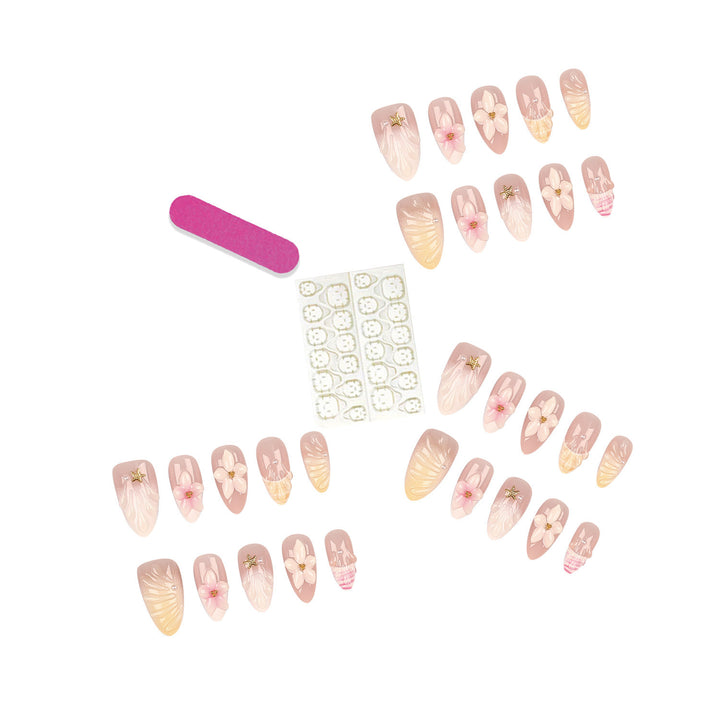 Elegant Floral Press-On Nail Art Set