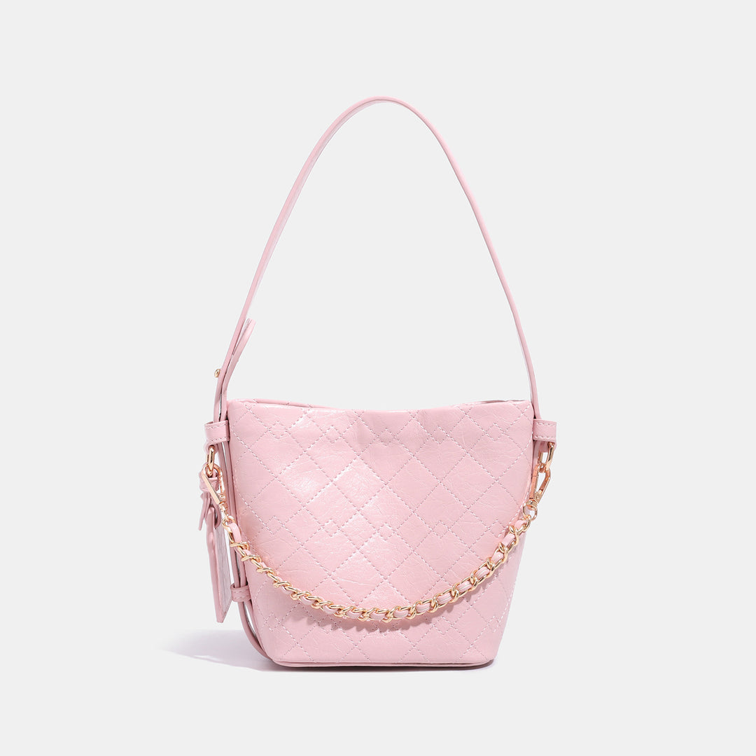 Textured Leather Bucket Handbag