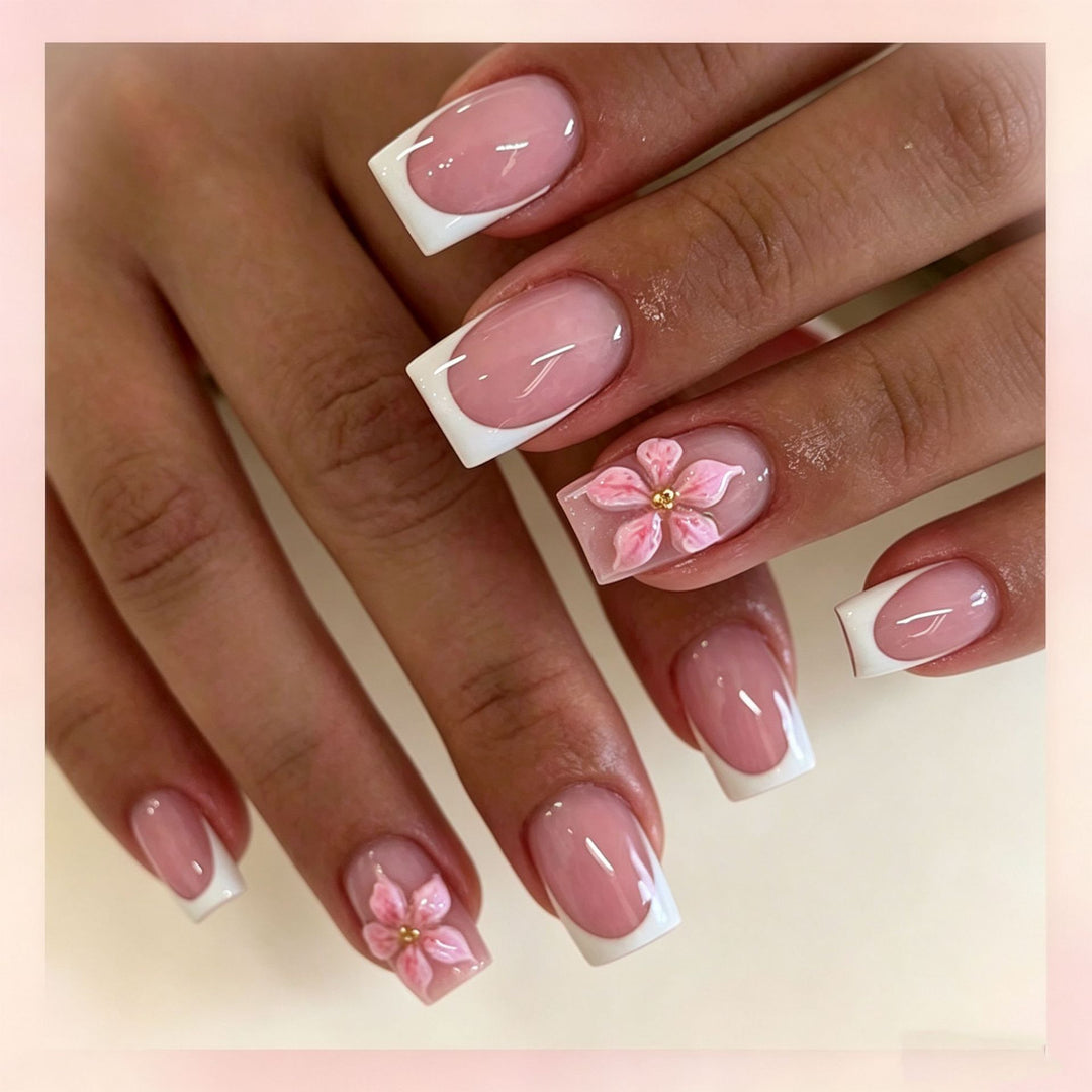 Elegant Press-On Nail Tips with Decorative Bow Stornfield