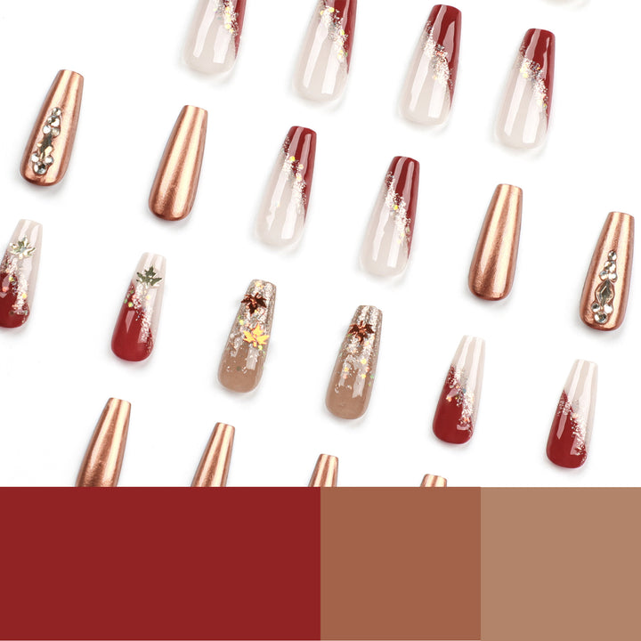 Artful Nail Extensions with Glitter and Flower Accents Stornfield