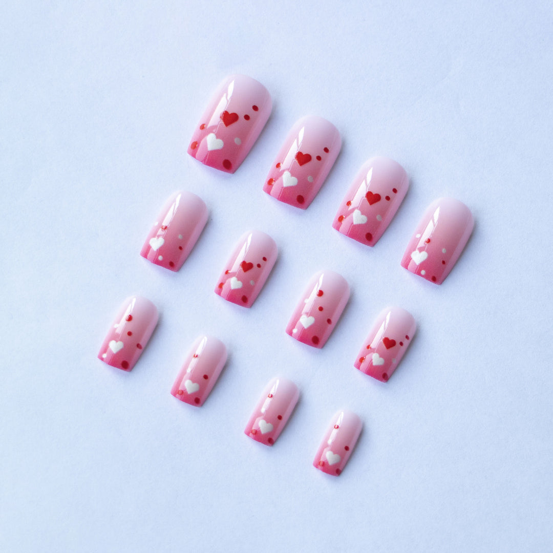 Heart-Themed Acrylic Nail Design
