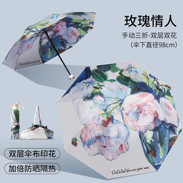 Ladies Folding Umbrella with Elegant Floral Design Stornfield