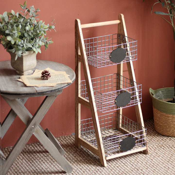 Practical stair shelf with wire baskets Stornfield