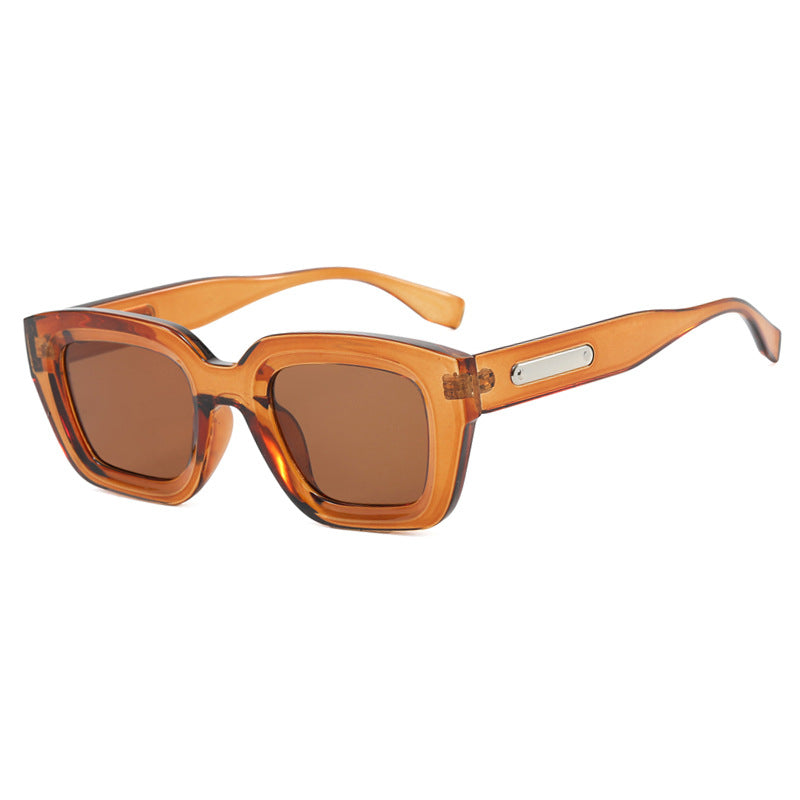 Women's square sunglasses with transparent frame and brown lenses Stornfield