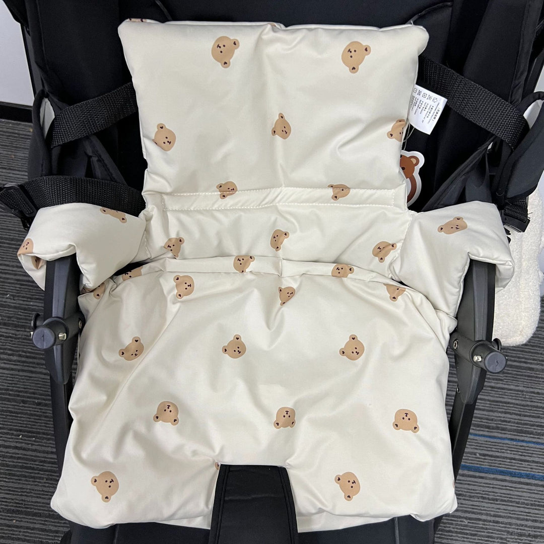 Padded Gingham High Chair Cushion Set with Teddy Appliqué