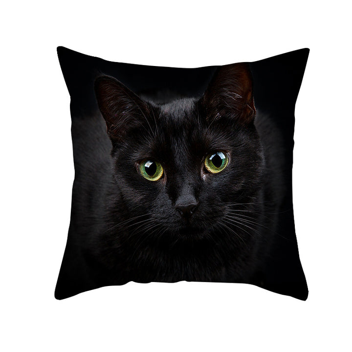 Photoreal Cat Portrait Square Pillow Cover with Concealed Zipper Linen-Blend