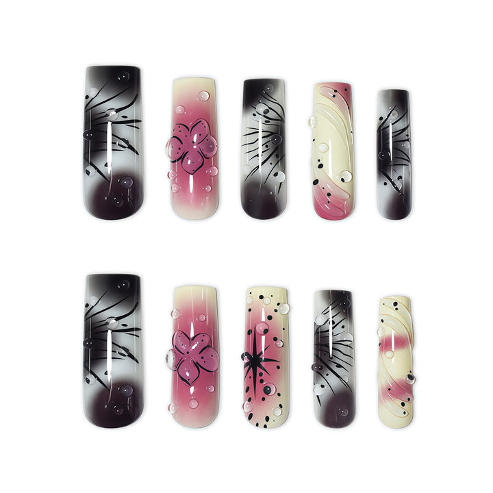 Artistic Ombre Floral Press-On Nail Extensions Stornfield
