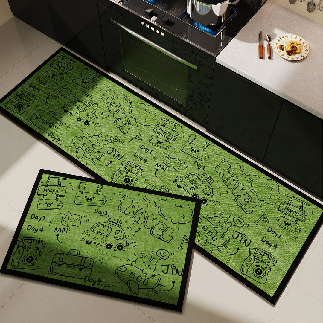 Playful Cartoon-Themed Kitchen Mat