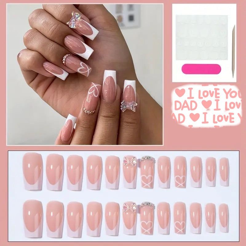 Acrylic nail set with elegant butterfly accents and rhinestones Stornfield