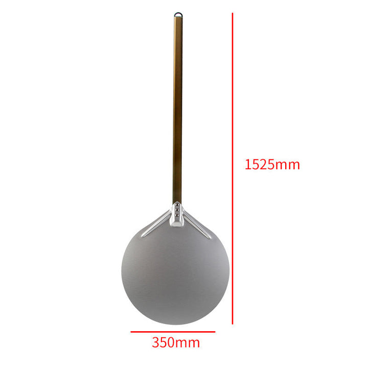 long wooden handled round aluminum pizza peel with reinforced neck Stornfield