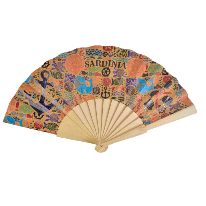 Ladies fan with cultural motif and elegant wooden frame Stornfield