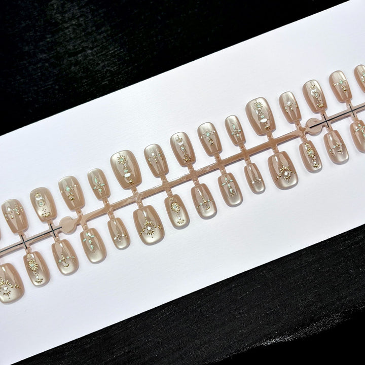 Decorative Press-On Nail Art Set with Elegant Designs