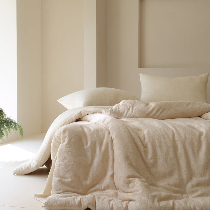 Luxury Washed Linen Pillow and Quilted Bedspread Set