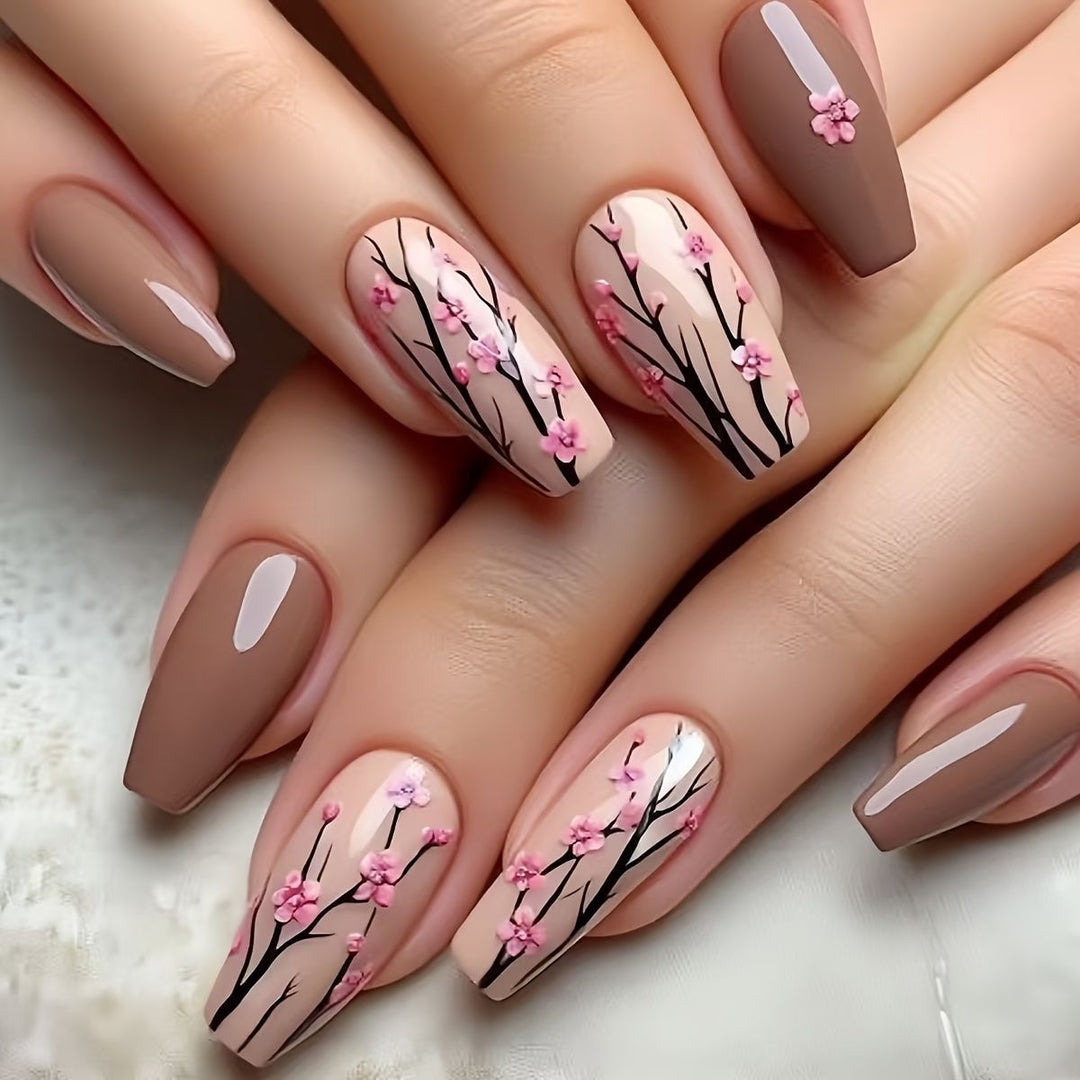 Floral Art Acrylic Nail Set Stornfield