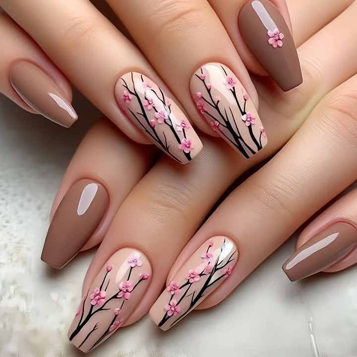 Floral Art Acrylic Nail Set Stornfield