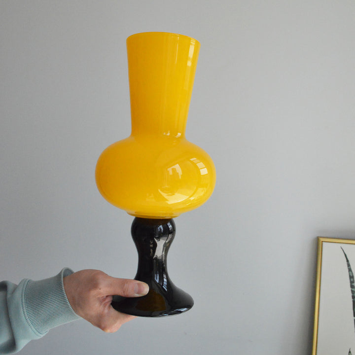 Sculptural Tall Neck Blown Glass Pedestal Vase Stornfield