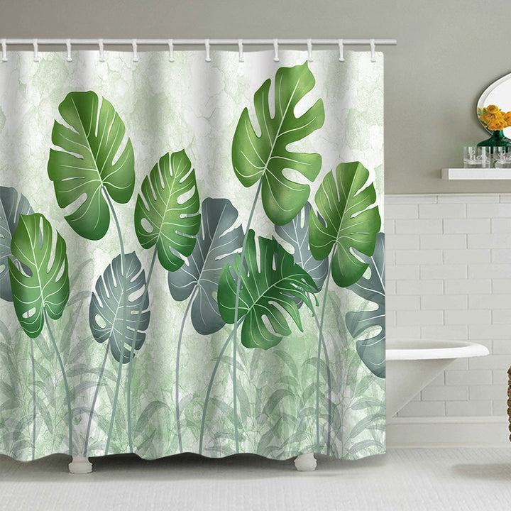 Tropical Leaf Print Shower Curtain Stornfield