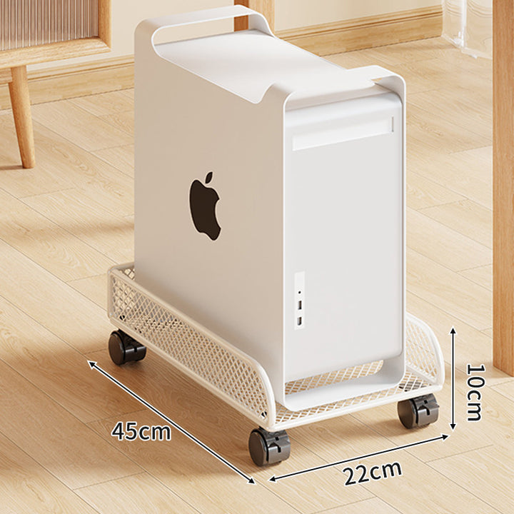 Under-Desk Rolling PC Tower Stand with Mesh Tray and Locking Casters