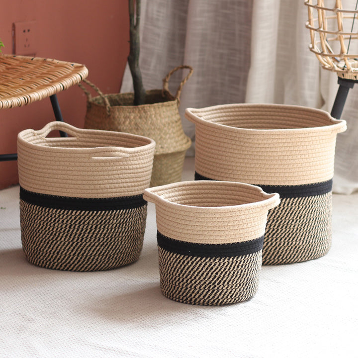Decorative laundry basket made of woven material Stornfield