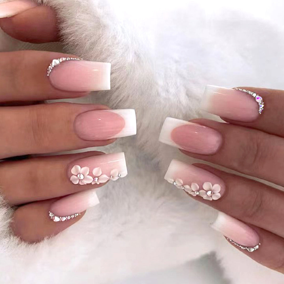 Deluxe Floral Acrylic Press-On Nail Tips Stornfield