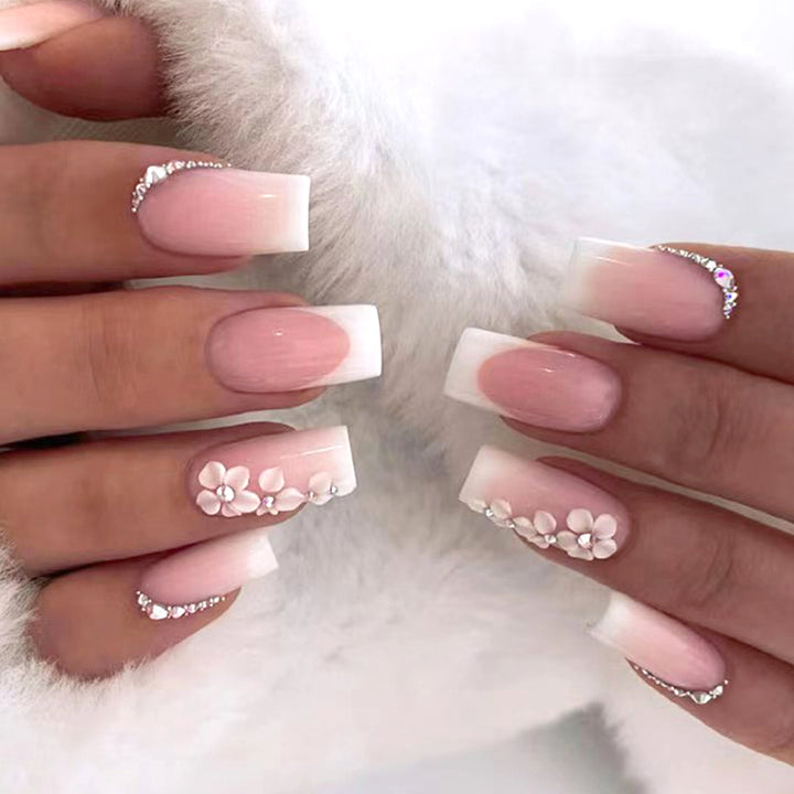 Deluxe Floral Acrylic Press-On Nail Tips Stornfield