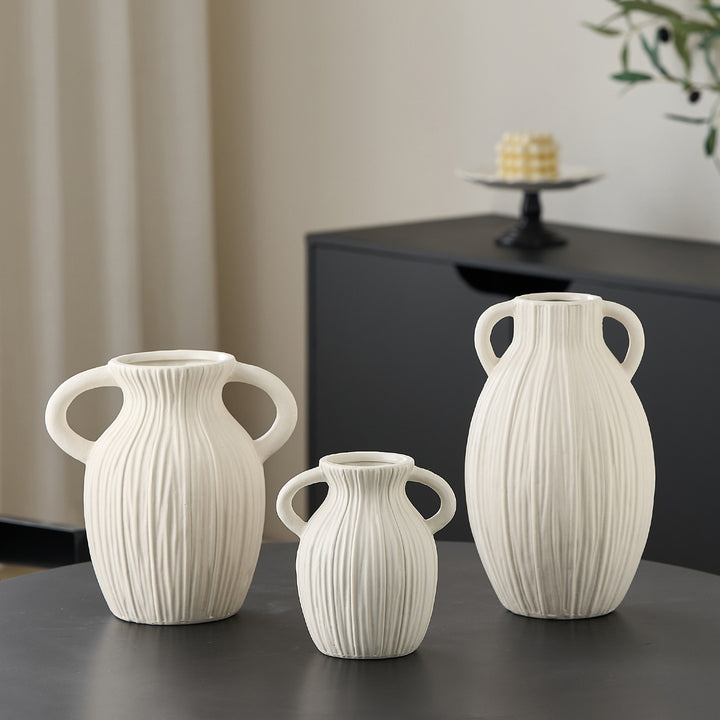 Decorative ceramic vase with artistic ribbed pattern Stornfield