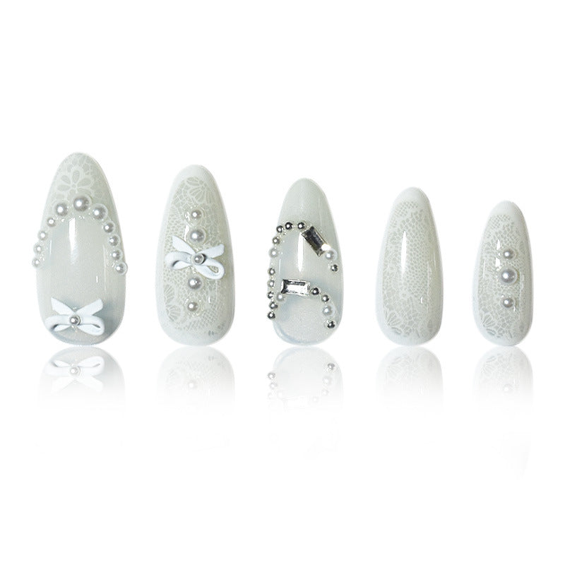 Elegant Lace Design Nail Extensions Stornfield