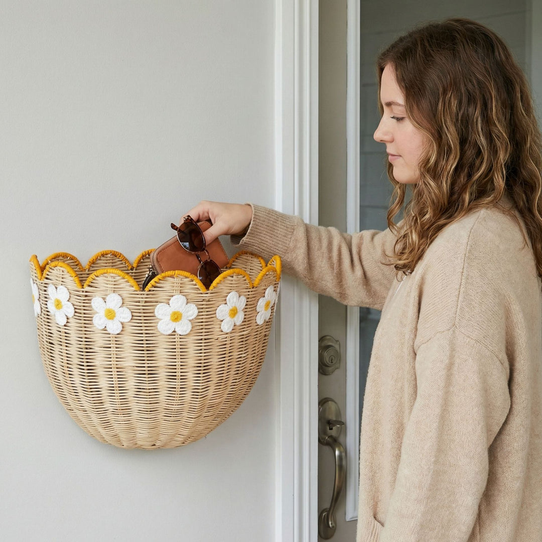Wall basket with floral pattern Stornfield