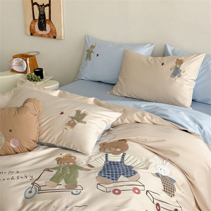 Children's Cartoon Teddy Duvet Cover Bedding Set
