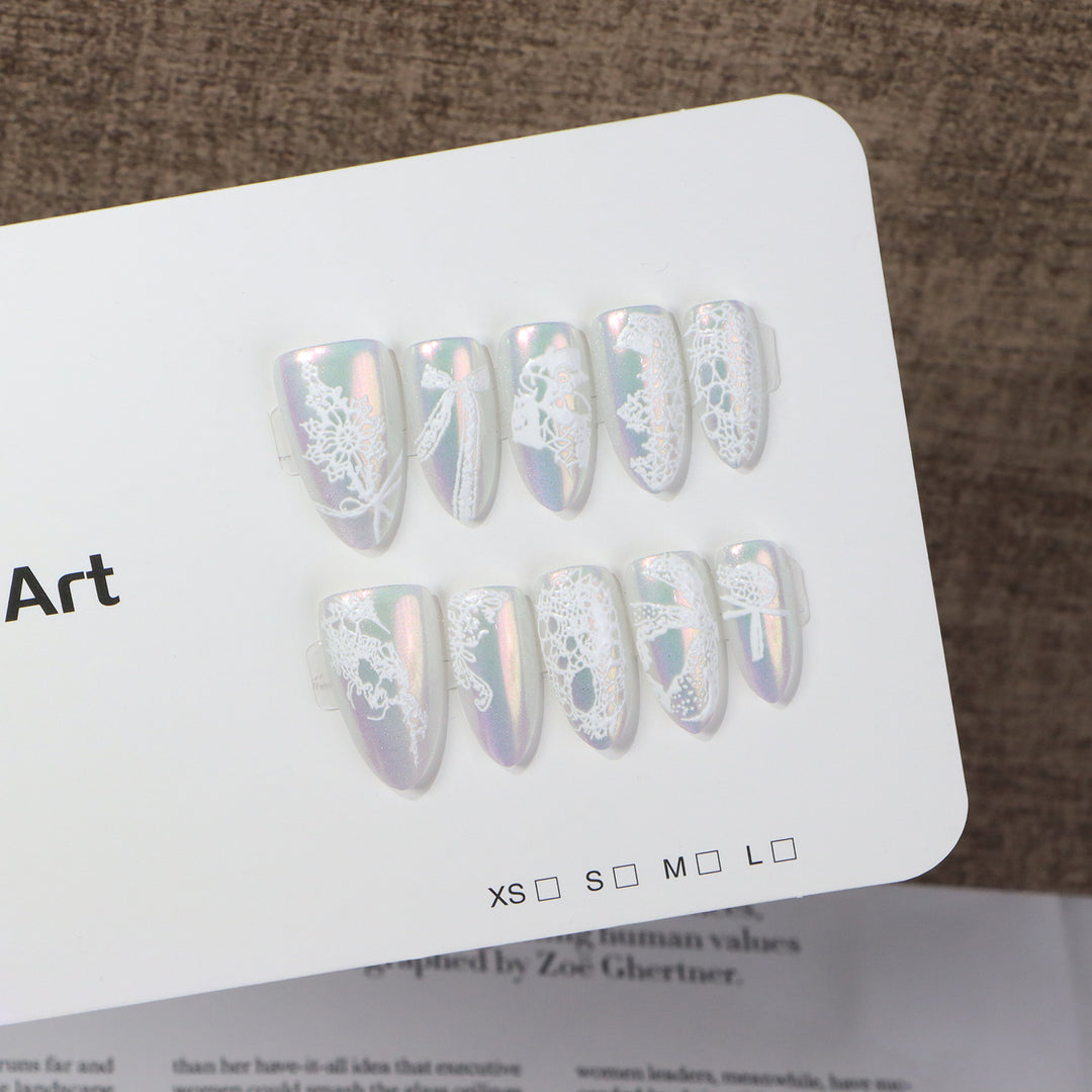 Elegant Lace Press-On Nail Art Set Stornfield