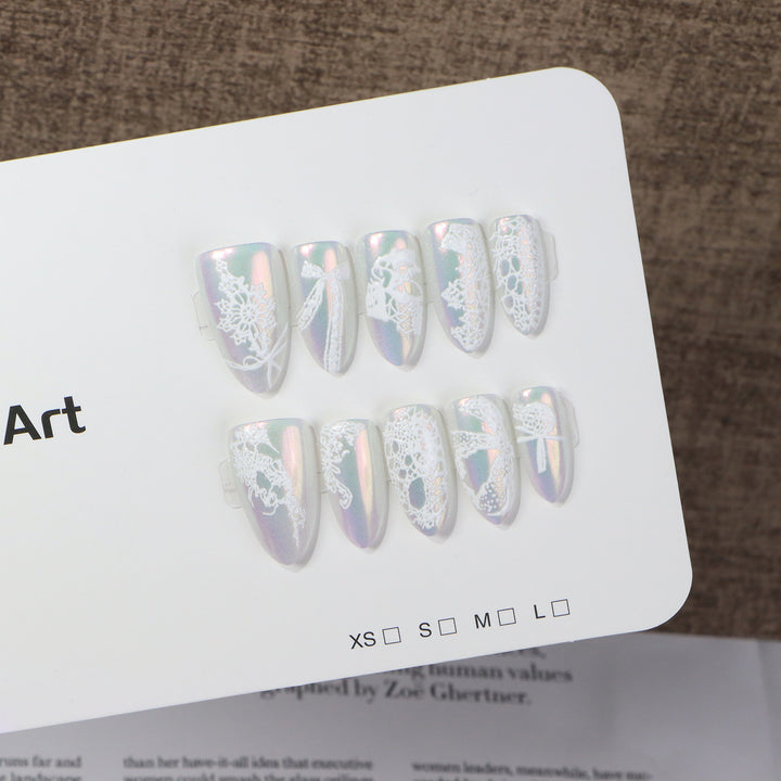 Elegant Lace Press-On Nail Art Set Stornfield