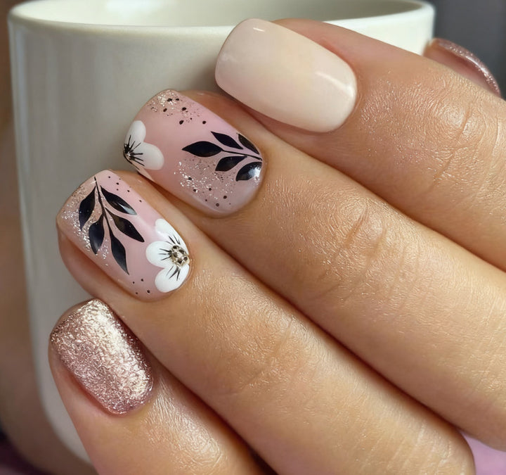 Floral French Tip Acrylic Nail Enhancements Stornfield