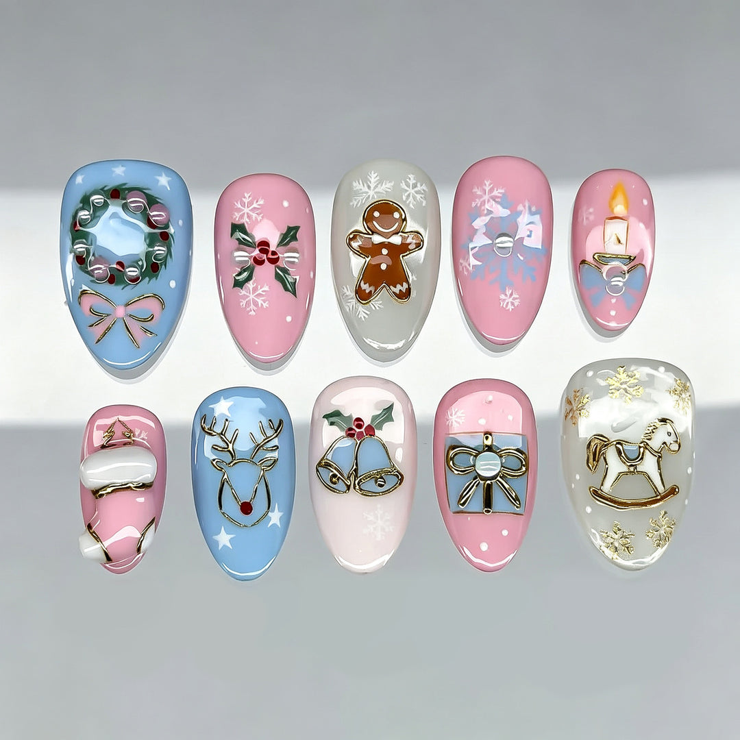 Festive Themed Press-On Nail Art Set Stornfield