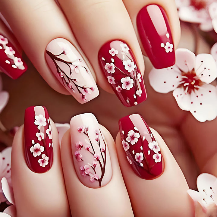 Artificial nails with blooming cherry blossom design Stornfield