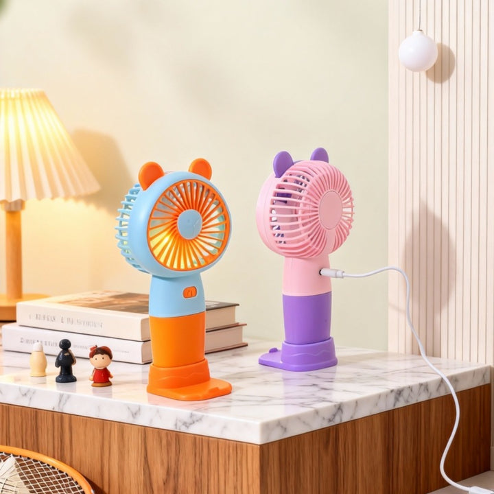 Women's portable USB hand fan with LED lighting and cute animal design Stornfield