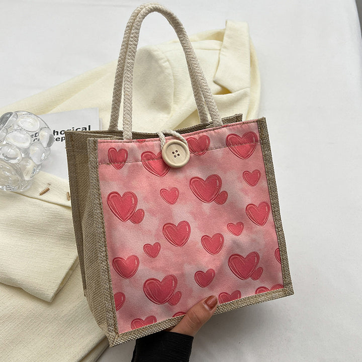 Heart-Patterned Casual Tote Bag