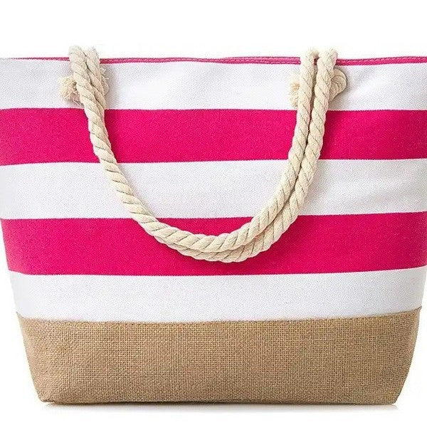 Beach bag with maritime stripes and sturdy rope handles Stornfield