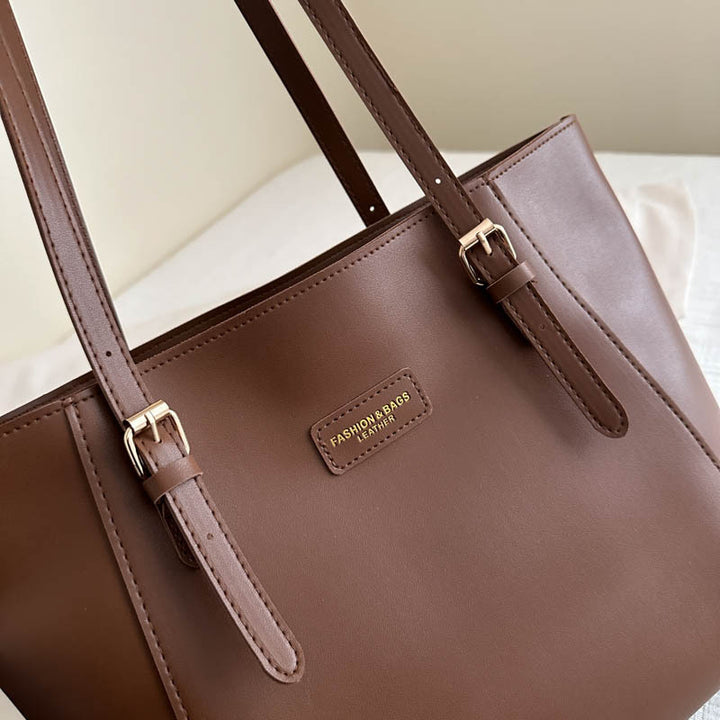 Elegant Faux Leather Tote Bag with Scarf Detail
