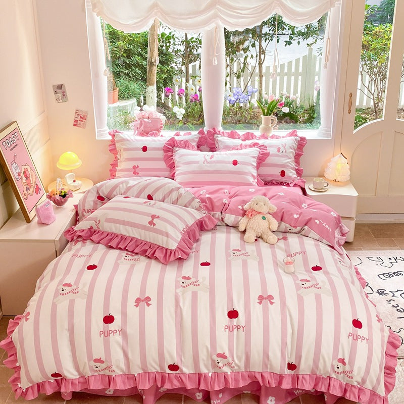 Children's Playful Strawberry Print Bedding Set