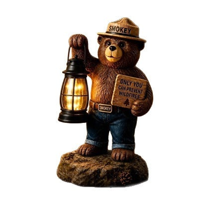 Decorative bear figurine with lantern Stornfield