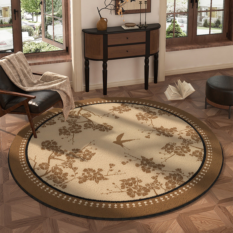Round Floral Design Area Rug