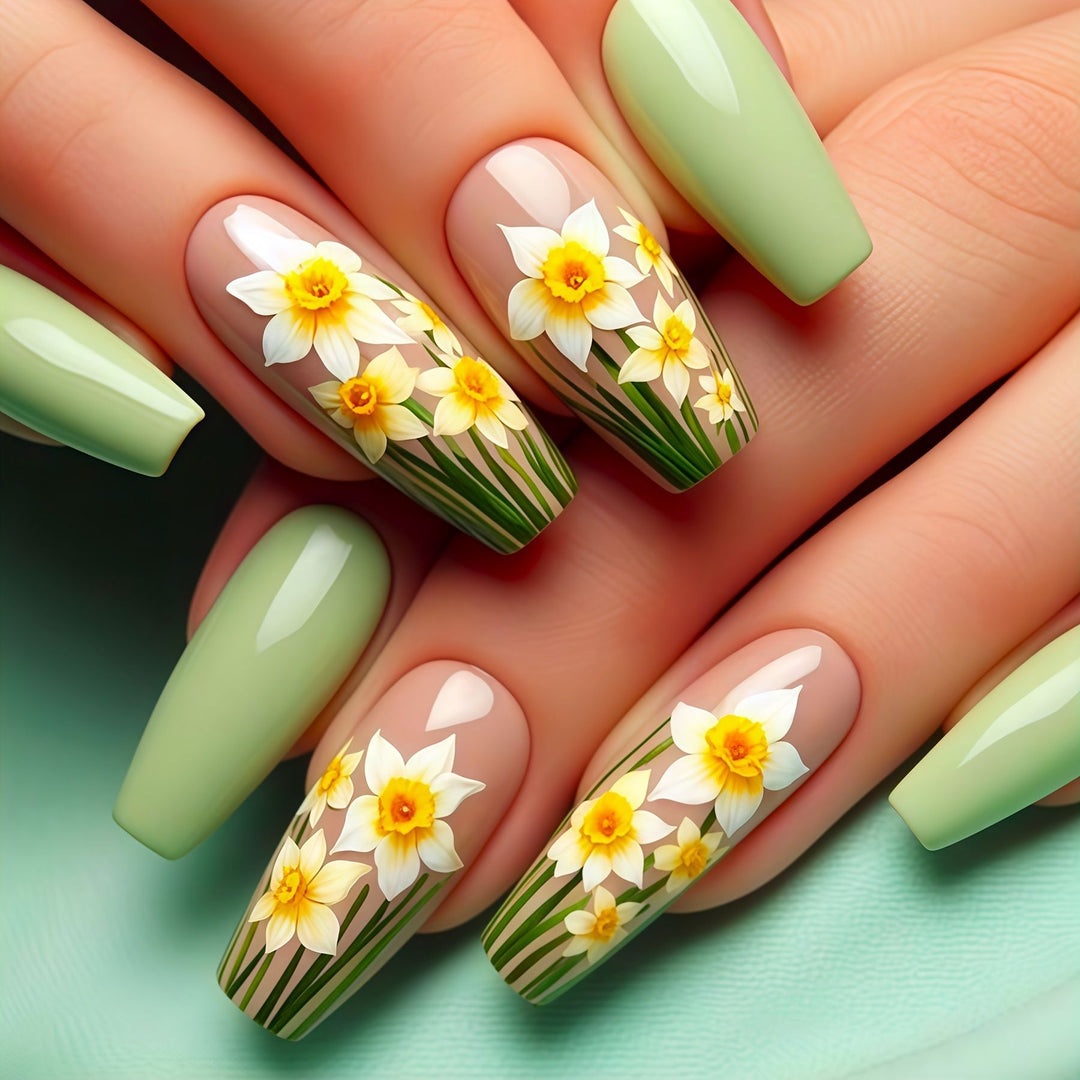 Floral Daffodil Press-On Nail Art Stornfield