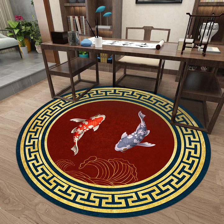 Decorative Round Fish Design Rug