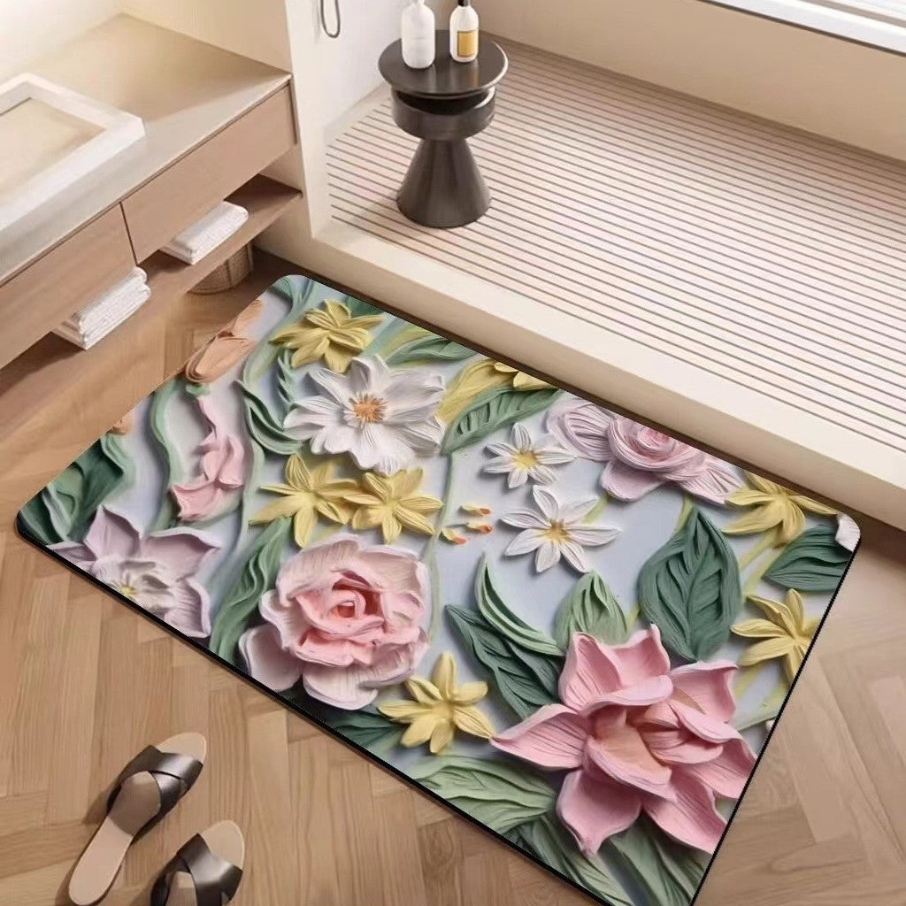 Luxury Textured Floral Bath Mat Stornfield